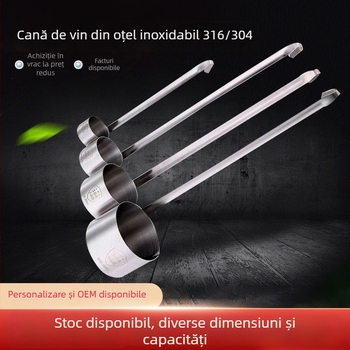 Set din oțel inoxidabil 304, cu mâner lung, pentru prelevare vin, cu ceașcă de măsurare și lingură de vin