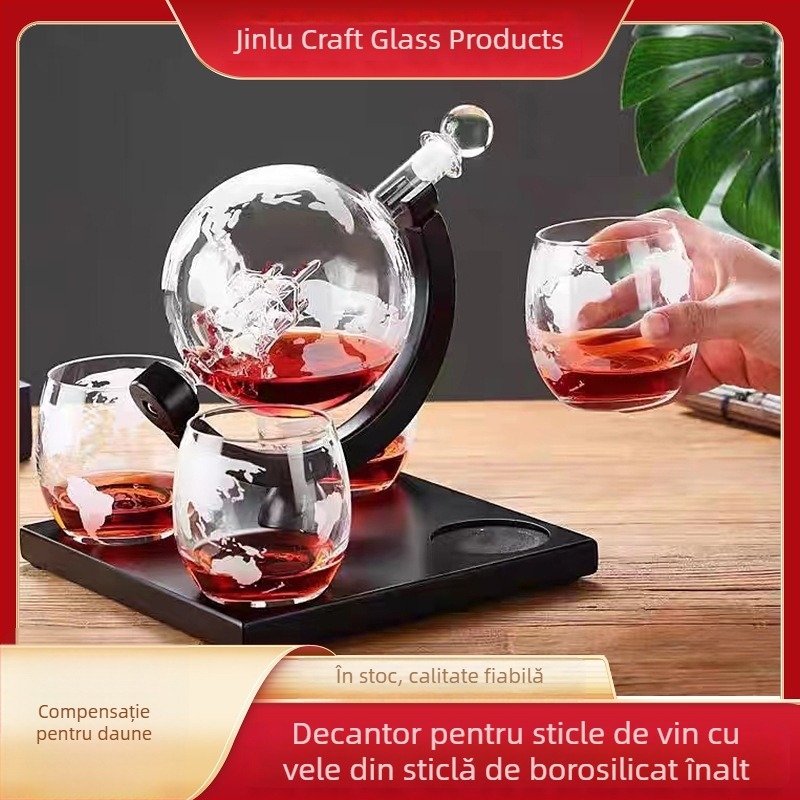 Set de decantor pentru whisky, în formă de glob, pentru uz casnic, sticlă borosilikat, design modern minimalist