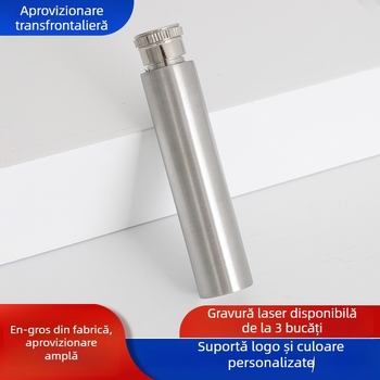 Tub din oțel inoxidabil, portabil, cu capacitatea de 1 oz, formă cilindrică, fund rotund lucios, stil european-american