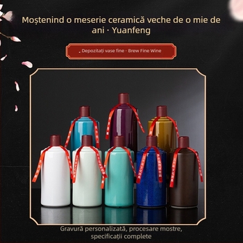 Sticlă de vin din porțelan alb, 500 ml, sticlă ceramică în stil Mao, recipient gol, ambalaj premium