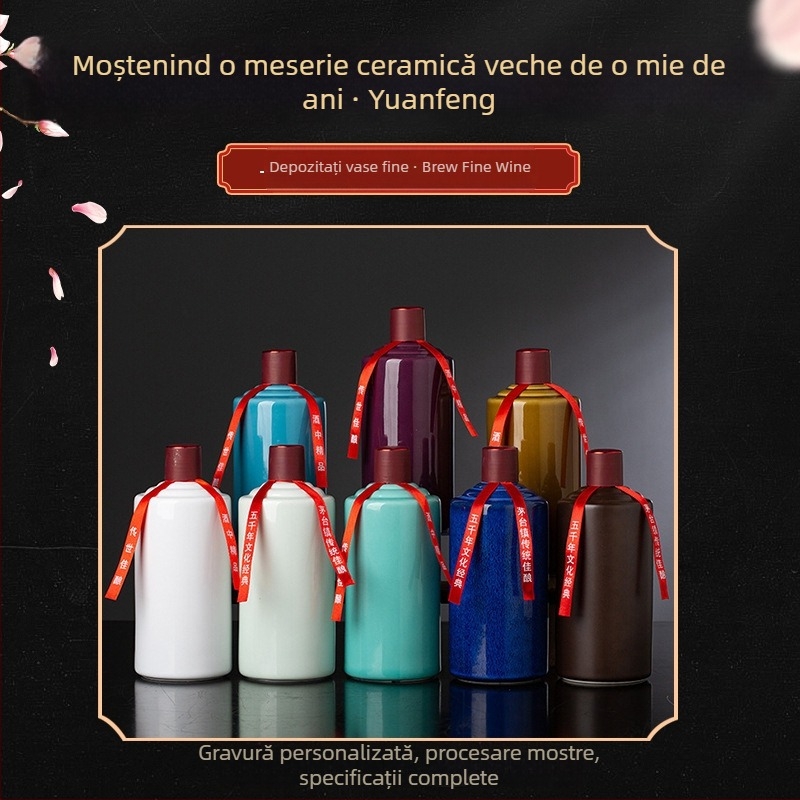 Sticlă de vin din porțelan alb, 500 ml, sticlă ceramică în stil Mao, recipient gol, ambalaj premium