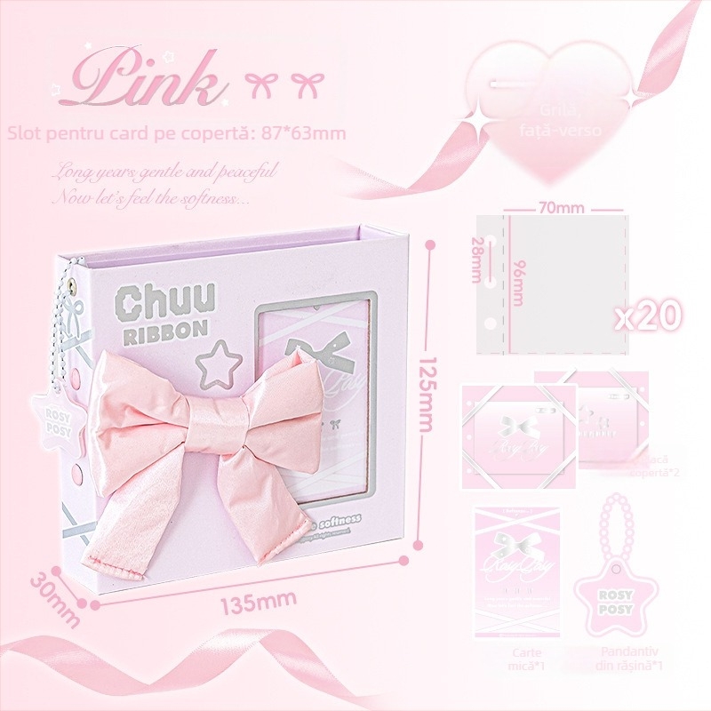 RosyPosy Bowknot Mini Album Foto cu Foi Detașabile în Grilă