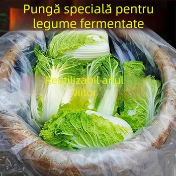 Pungă de plastic alimentară pentru varză murată, transparentă, groasă, mare, cu deschidere plată pentru kimchi
