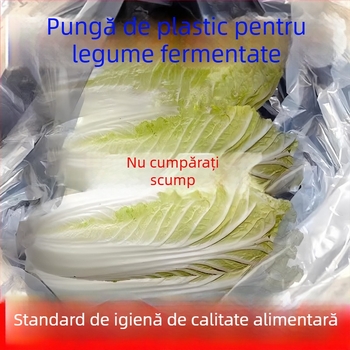 Pungă de plastic alimentară pentru varză murată, transparentă, groasă, mare, cu deschidere plată pentru kimchi