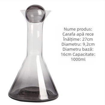 Carafă triunghiulară din sticlă, gradient gri fumuriu, pentru apă rece