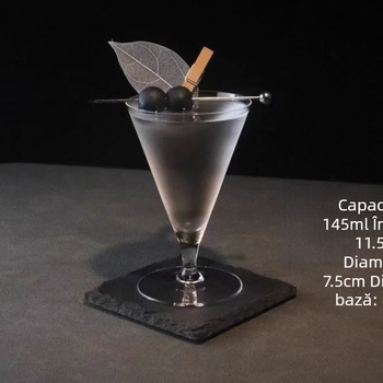 Pahar martini în stil japonez Kimura, în formă V, cu tulpină triunghiulară, cristal