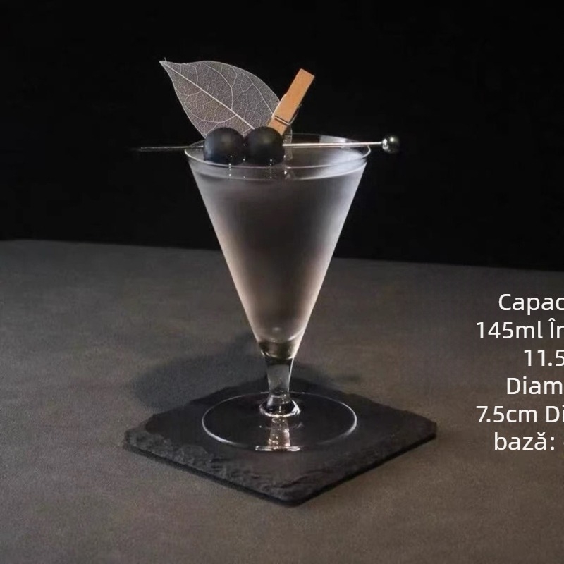 Pahar martini în stil japonez Kimura, în formă V, cu tulpină triunghiulară, cristal