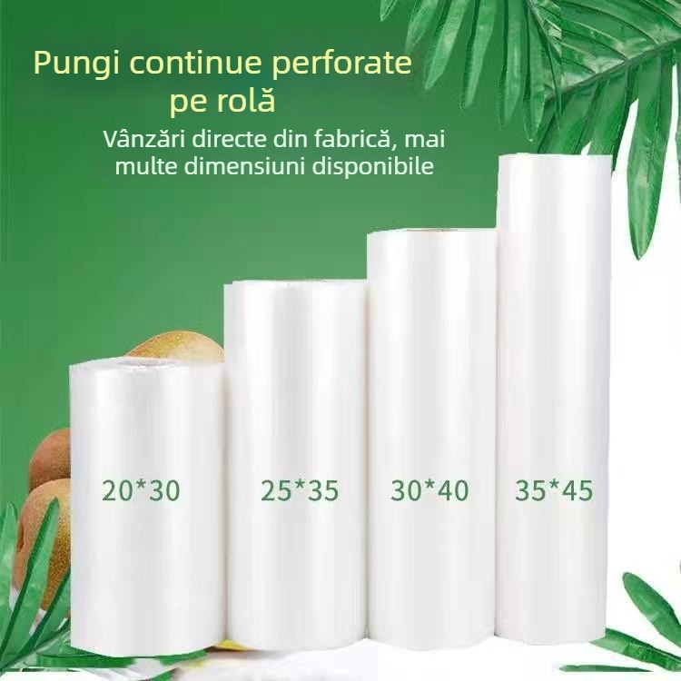 Saci de conservare a alimentelor din PE, groși pentru uz casnic, în role, de unică folosință pentru ambalarea la livrări