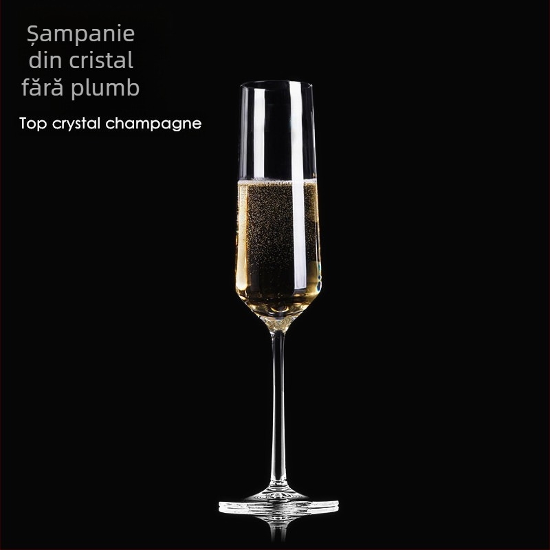 Pahar din cristal fără plumb pentru vin și șampanie, suflat, cu tulpină