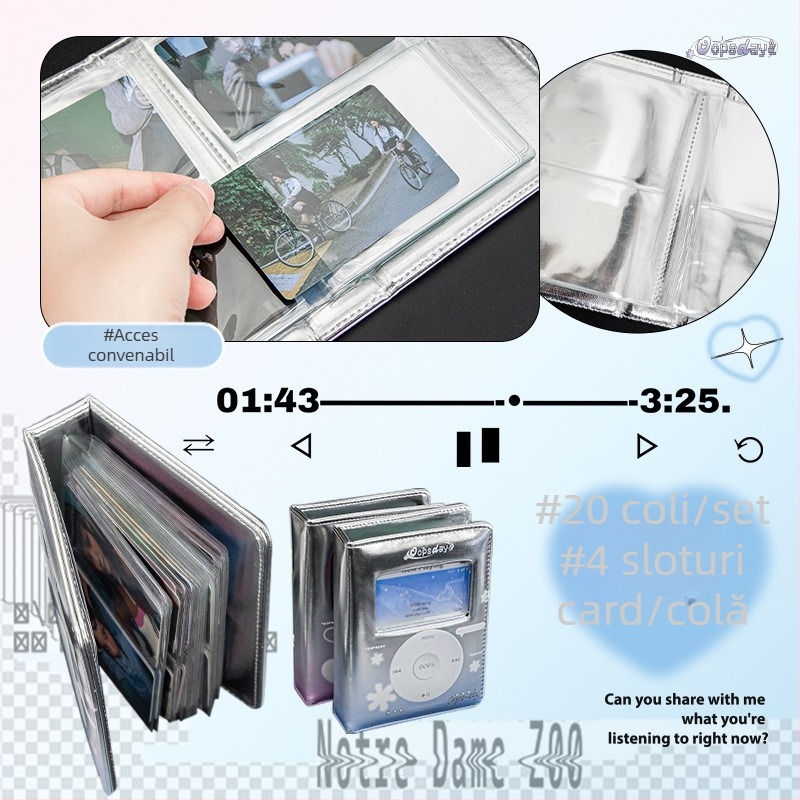 OOPSDAY Album Carduri Odihnă — Mini-album foto inspirat de idolul american, pagini fixe în stil iPod, 20 de pagini, husă PU