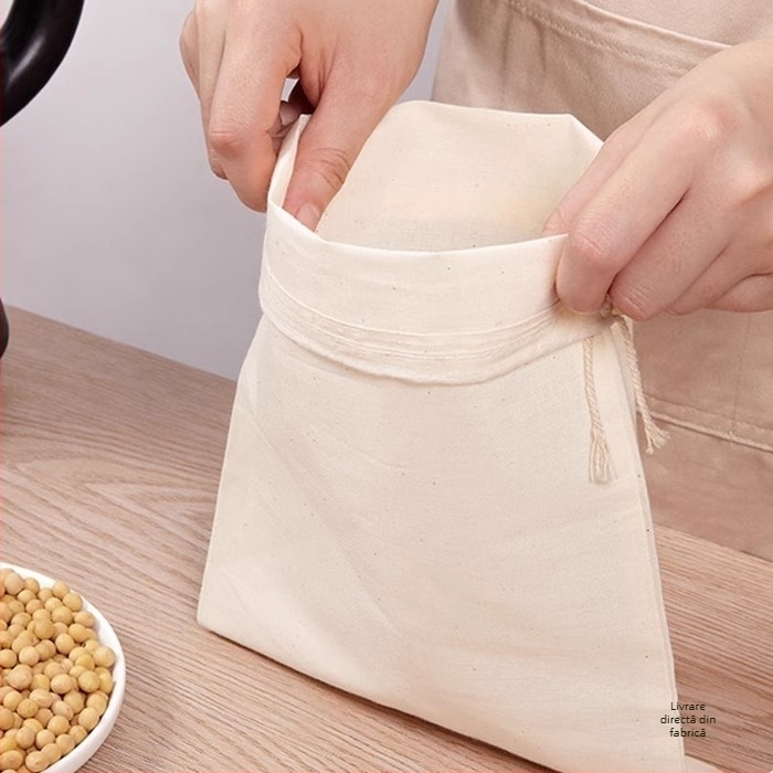 Sacoșă din bumbac pentru filtrarea laptelui de soia, plasă de filtrare, țesătură de filtrare pentru tofu, pungă de stoarcere a umpluturii, pungă de filtrare a vinului, pungă pentru semințe de gheață