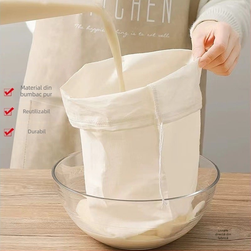 Sacoșă din bumbac pentru filtrarea laptelui de soia, plasă de filtrare, țesătură de filtrare pentru tofu, pungă de stoarcere a umpluturii, pungă de filtrare a vinului, pungă pentru semințe de gheață
