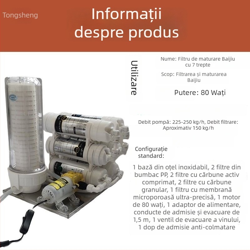 Filtru de alcool cu cărbune activ pentru maturare și eliminarea amărăciunii; filtru compact pentru băuturi spirtoase făcute acasă în cantități mici