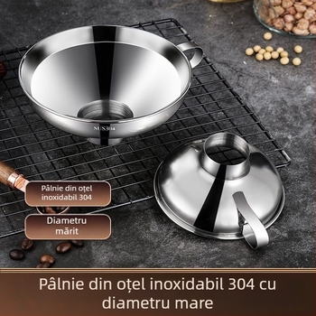 Funnel din oțel inoxidabil cu gură largă, pereți groși – pentru dressing de salată, ulei, gem și sosuri – diametru mare