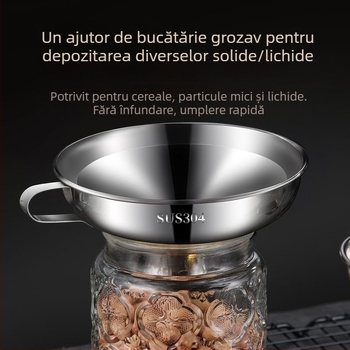 Funnel din oțel inoxidabil cu gură largă, pereți groși – pentru dressing de salată, ulei, gem și sosuri – diametru mare
