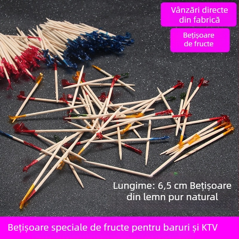 Bețișoare din lemn de unică folosință pentru fructe, cocktailuri și gustări