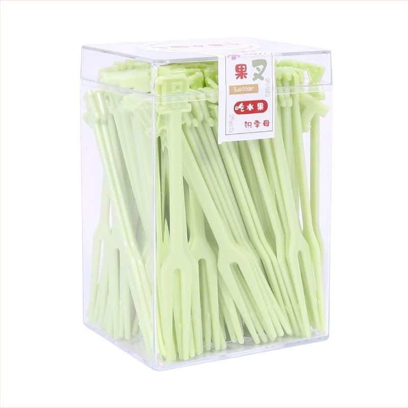 Set de furculițe din plastic cu doi dinți, de unică folosință, pentru fructe, prăjituri și deserturi