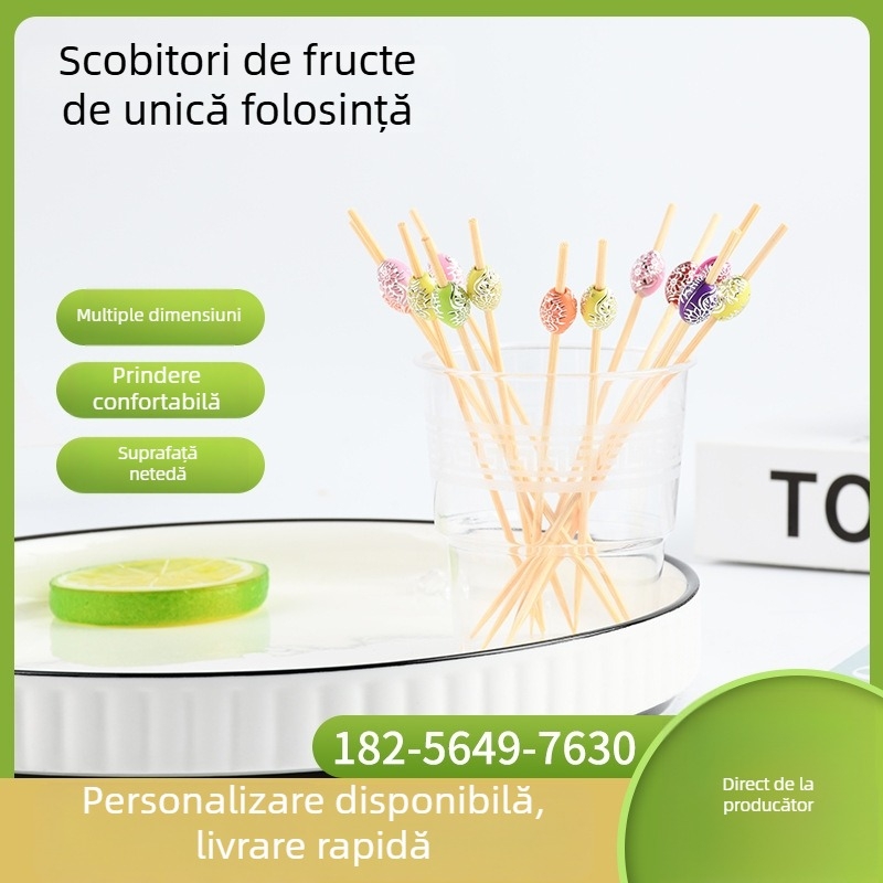 Scobitori din bambus cu mărgele colorate pentru fructe și cocktailuri – pentru hoteluri și restaurante de lux