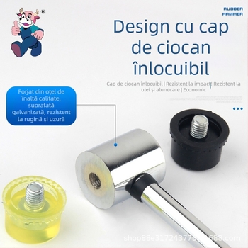 Ciocan de cauciuc cu mâner din țeavă de oțel, cap din oțel carbon înalt, mini pentru imprimări pe frunze