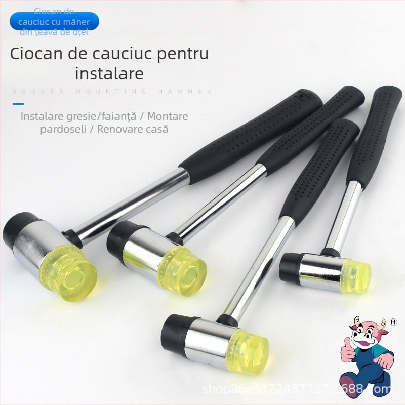 Ciocan de cauciuc cu mâner din țeavă de oțel, cap din oțel carbon înalt, mini pentru imprimări pe frunze