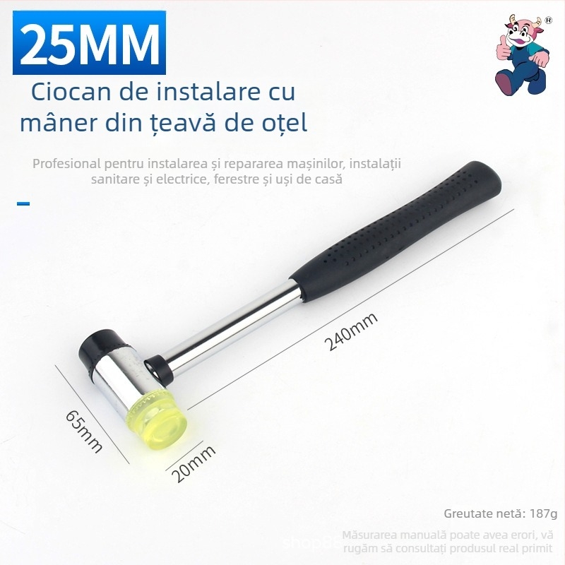 Ciocan de cauciuc cu mâner din țeavă de oțel, cap din oțel carbon înalt, mini pentru imprimări pe frunze