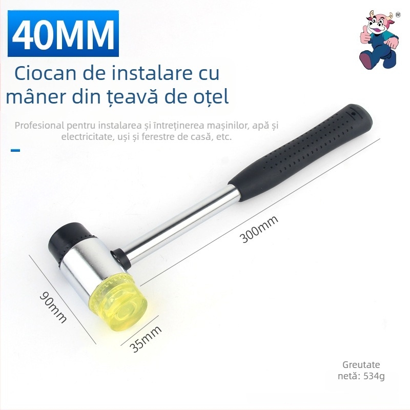 Ciocan de cauciuc cu mâner din țeavă de oțel, cap din oțel carbon înalt, mini pentru imprimări pe frunze