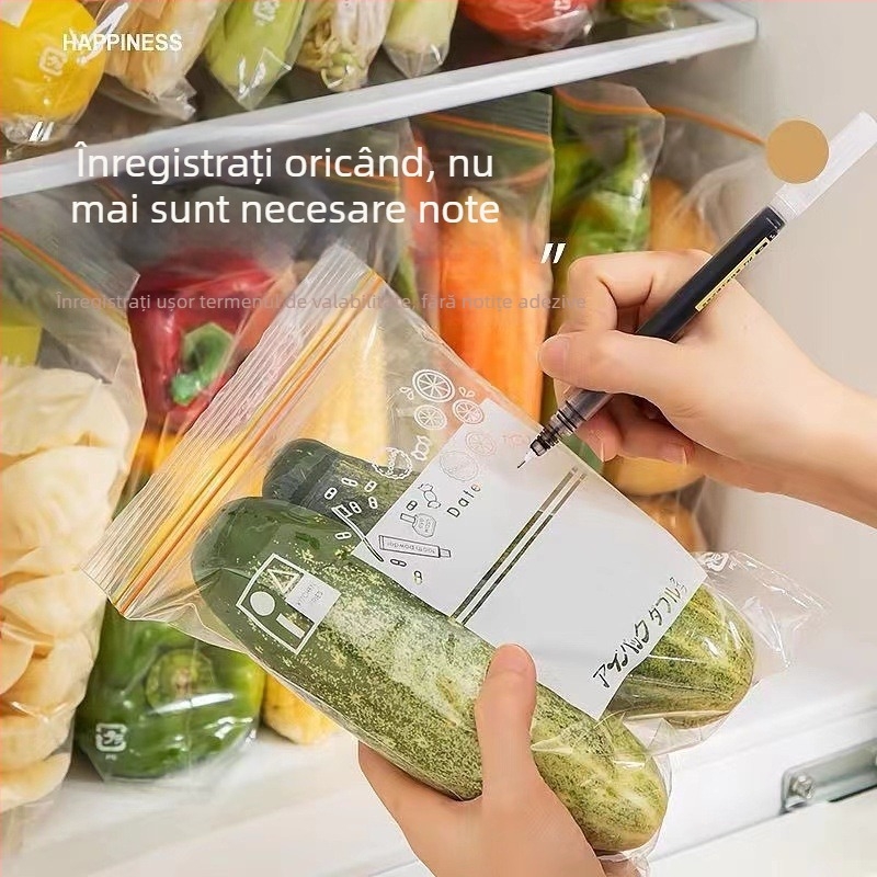 Pungi pentru conservarea alimentelor cu închidere dublă, groase, cu fermoar, de calitate alimentară, pentru porționare și menținerea prospețimii