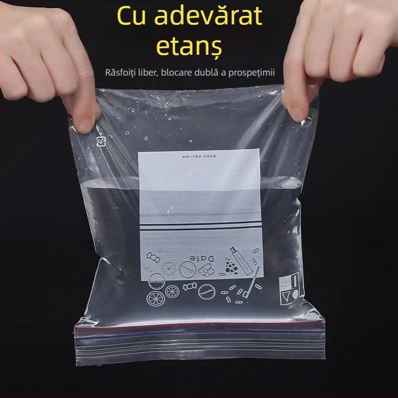 Pungi pentru conservarea alimentelor cu închidere dublă, groase, cu fermoar, de calitate alimentară, pentru porționare și menținerea prospețimii