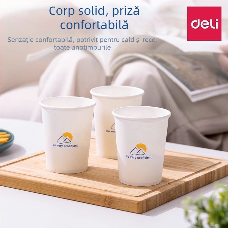 LL16 pahare de hârtie, 250 ml, albe, 50 bucăți pe ambalaj, pahare de unică folosință pentru utilizare zilnică acasă și la birou