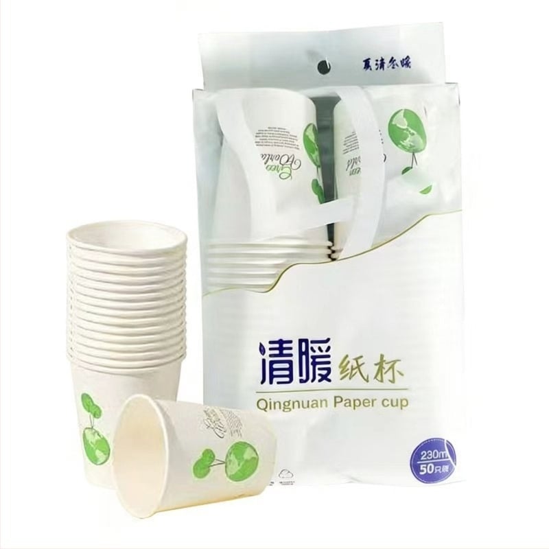 50 pahare de hârtie de unică folosință, acoperite, 240–250 ml, pentru băuturi reci, imprimare a logo-ului, personalizare disponibilă