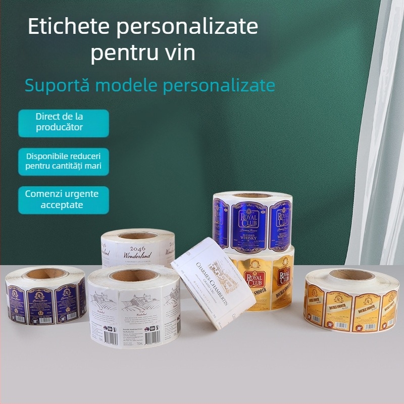 Etichete autoadezive colorate pe role, personalizate, ștampile transparente de sigilare pentru etichete de ceai și vin