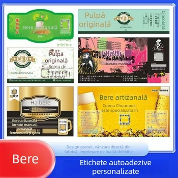 Etichete pentru sticle de bere, autocolante de sigilare, hârtie adezivă pentru etichete cu formă specială