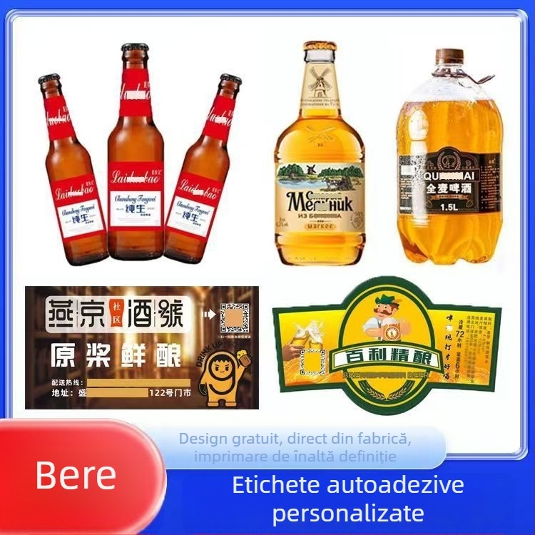 Etichete pentru sticle de bere, autocolante de sigilare, hârtie adezivă pentru etichete cu formă specială