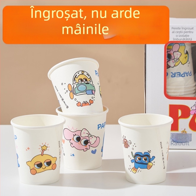 Cupe de unică folosință din hârtie pentru apă și ceai, grosificate, utilizare casnică, capacitate mare