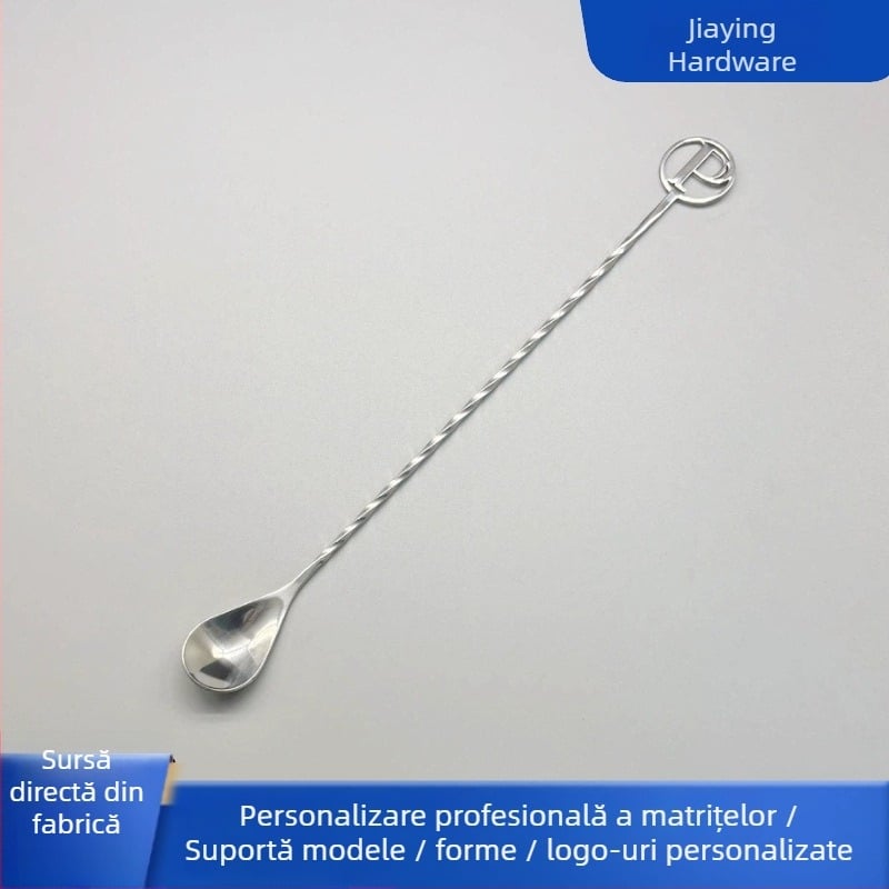 Lingură de bar din oțel inoxidabil, mâner lung, stil american, pentru stratificare și amestecare cocktailuri, premium, personalizabil cu logo, model, formă sau ambalaj