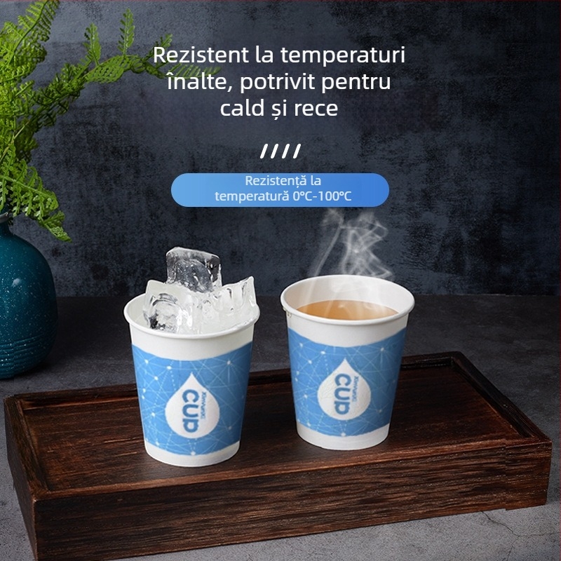 Căni de unică folosință pentru băuturi calde, capacitate 8 oz, 100 de bucăți, din hârtie laminată, pentru uz casnic.