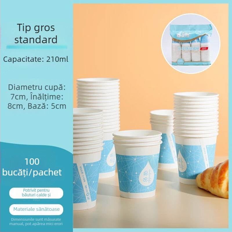 Căni de unică folosință pentru băuturi calde, capacitate 8 oz, 100 de bucăți, din hârtie laminată, pentru uz casnic.