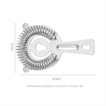 Separator pentru gheață din oțel inoxidabil, cu mâner lung și cap rotund, filtru 430, filtr de gheață 304