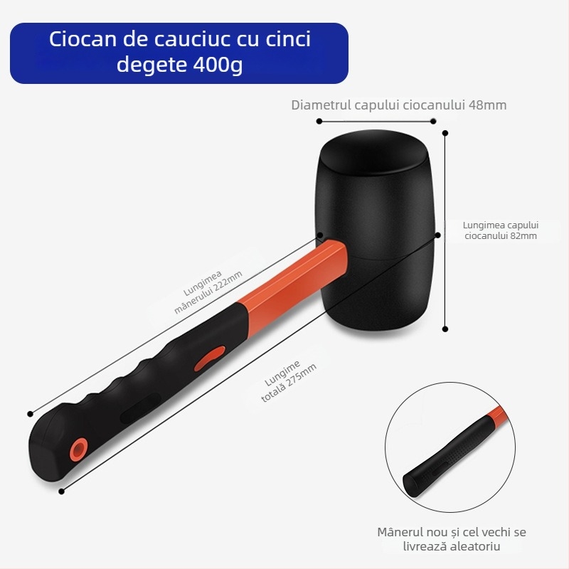 Ciocan de cauciuc pentru montaj plăci, cap moale, reglare și lovire, dimensiune mare
