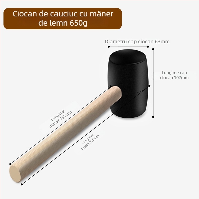 Ciocan de cauciuc pentru montaj plăci, cap moale, reglare și lovire, dimensiune mare