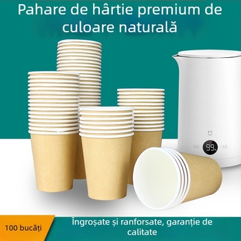 Pahare de unică folosință din fibre de bambus, culoare naturală, pentru băuturi calde, 201–300 ml