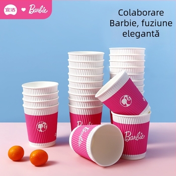 Yijie Barbie ceașcă de hârtie de unică folosință pentru cafea, utilizare casnică, cu grosime și rigiditate, anti-arși, premium din hârtie ondulată