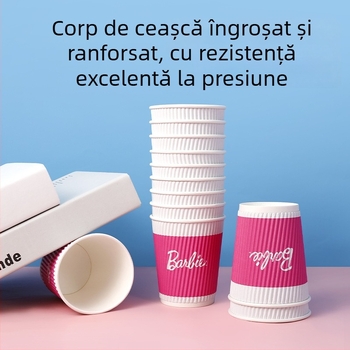 Yijie Barbie ceașcă de hârtie de unică folosință pentru cafea, utilizare casnică, cu grosime și rigiditate, anti-arși, premium din hârtie ondulată
