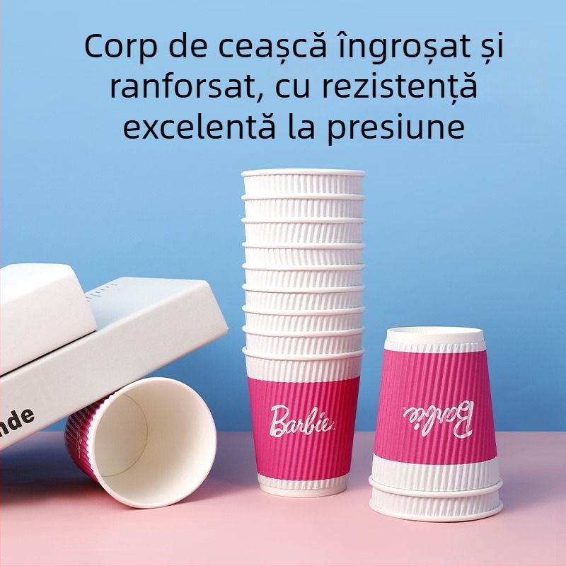 Yijie Barbie ceașcă de hârtie de unică folosință pentru cafea, utilizare casnică, cu grosime și rigiditate, anti-arși, premium din hârtie ondulată