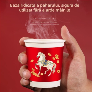 Cupe de hârtie, de unică folosință, pentru băuturi calde, 201–300 ml, design în stil chinezesc, pentru uz casnic, 50 bucăți