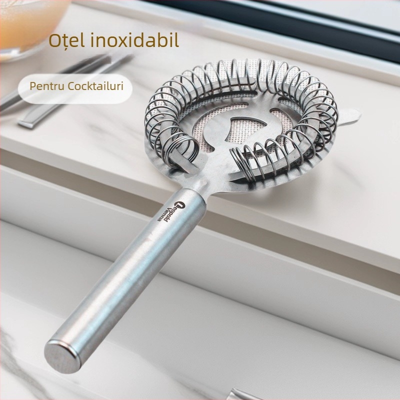 Separator de gheață din oțel inoxidabil, mâner tubular lung, cap rotund, filtru 430 și filtru de gheață 304