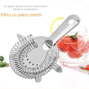 Filtru de gheață din oțel inoxidabil 304, roz-auriu, sită pentru cuburi de gheață pentru cocktailuri