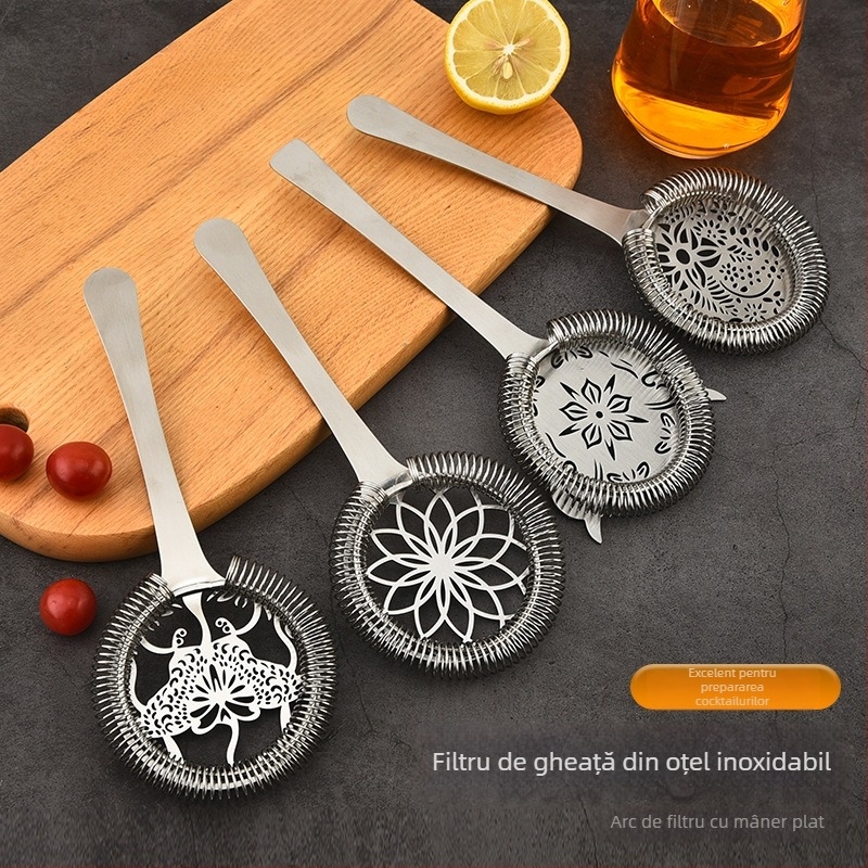 Filtru de gheață pentru cocktail, în formă de craniu, din oțel inox 304