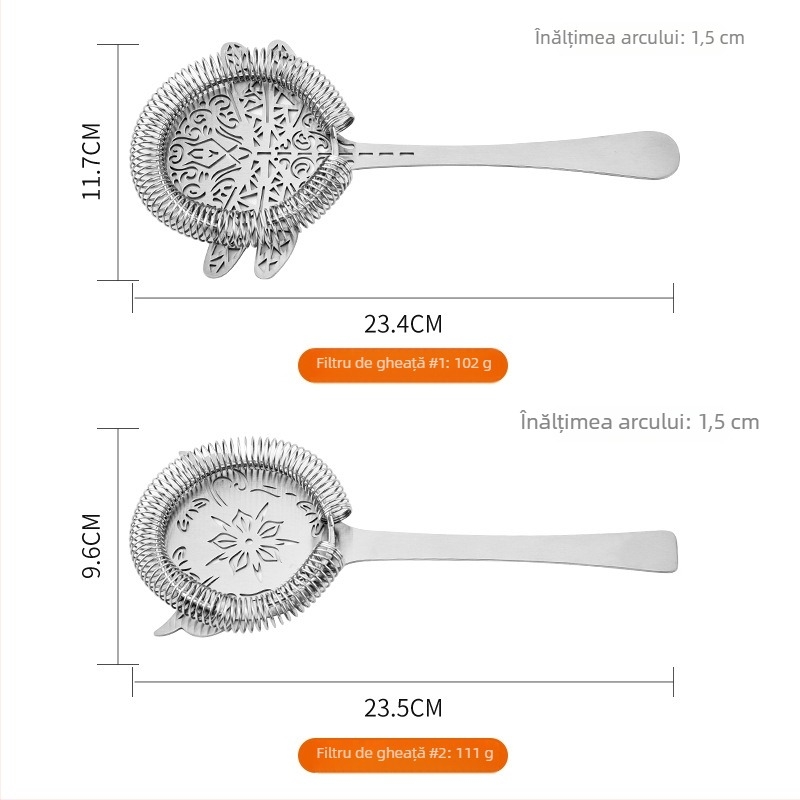 Filtru de gheață pentru cocktail, în formă de craniu, din oțel inox 304