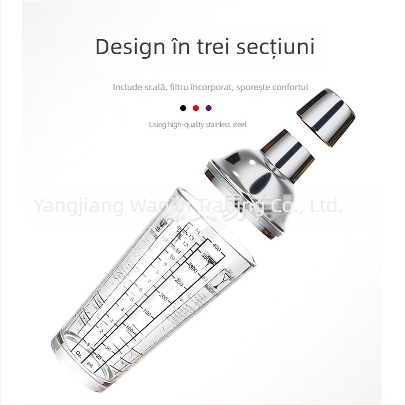Shaker de cocktail din oțel inoxidabil și sticlă pentru ceai cu lapte, instrument de bar pentru casă